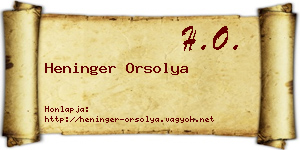 Heninger Orsolya névjegykártya